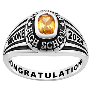 Ladies' Platinum Over Celebrium Traditional Class Ring