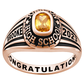 Ladies' 14K Rose Gold over Sterling Traditional Class Ring