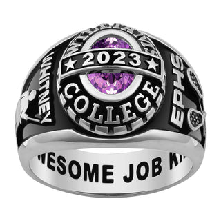 Ladies' Platinum over Sterling Birthstone Class Ring
