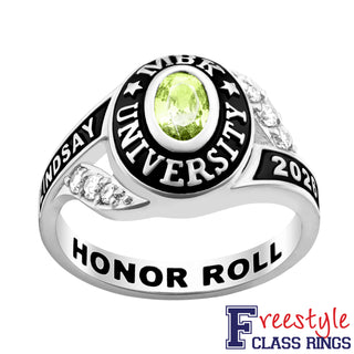 Ladies Class Ring in Platinum Plated Celebrium With CZ