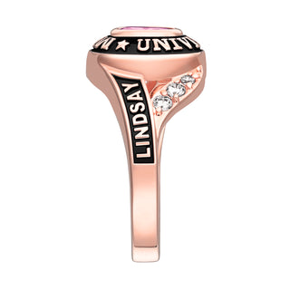 Ladies' Rose Gold Celebrium Birthstone Traditional Class Ring