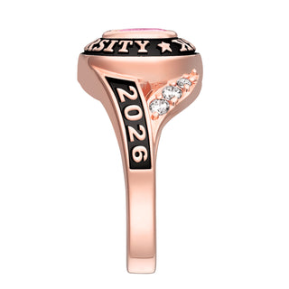 Ladies' Rose Gold Celebrium Birthstone Traditional Class Ring