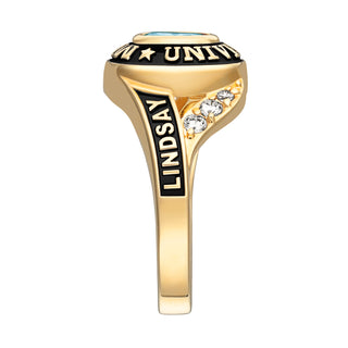 Ladies' Class Ring in Gold Over Celebrium In Traditional Birthstone Styling