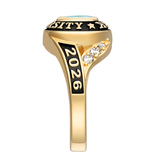 Ladies' Class Ring in Gold Over Celebrium In Traditional Birthstone Styling