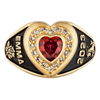 Ladies' 14K Gold over Sterling  CZ Heart Class Ring