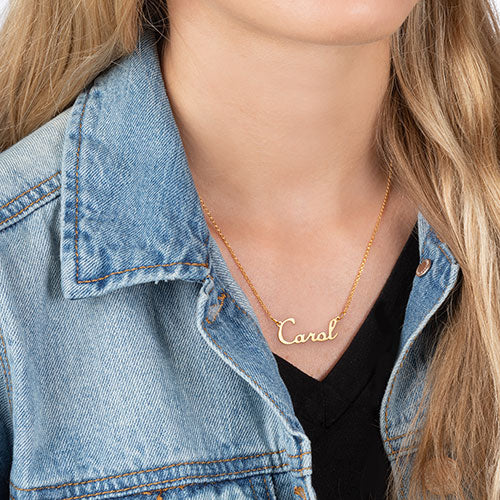 10K Yellow Gold Script Name Necklace – Limoges Jewelry