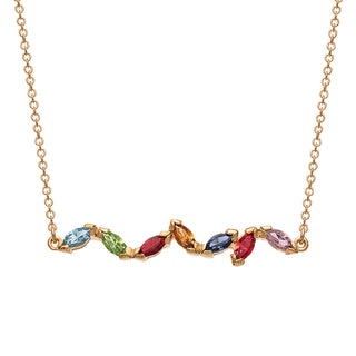 14K Gold over Sterling Marquise Family Birthstone Necklace