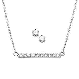 Multi Stone Bar Necklace + Bonus CZ Studs