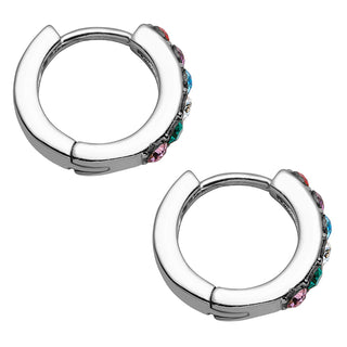 Multi Stone Huggie Hoop Earrings