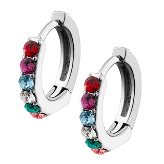 Multi Stone Huggie Hoop Earrings