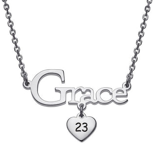 Sterling Silver Graduation Name and Year with Heart Charm Necklace