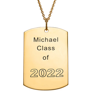 14K Gold over Sterling Engraved Graduation Dog Tag Pendant