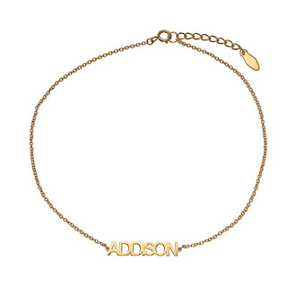 14K Gold over Sterling Uppercase Name Anklet