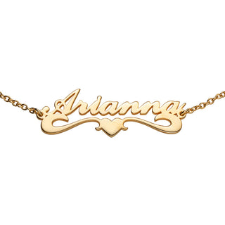 14K Gold over Sterling Petite Script Name with Heart Tail Anklet