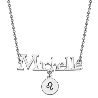 Sterling Silver Name and Zodiac Symbol Charm Necklace