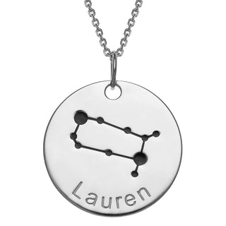 Sterling Silver Engraved Name Zodiac Constellation Necklace
