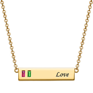 Baguette Birthstone Love Bar Pendant