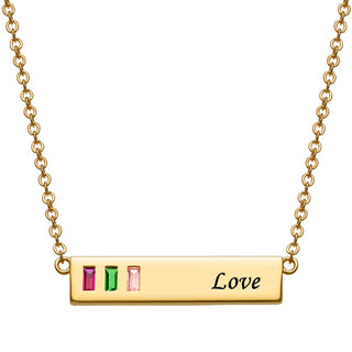 Baguette Birthstone Love Bar Pendant