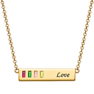 Baguette Birthstone Love Bar Pendant