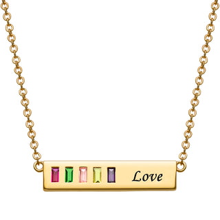 Baguette Birthstone Love Bar Pendant