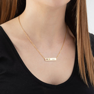 Baguette Birthstone Love Bar Pendant