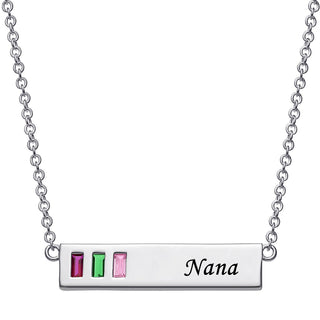 Baguette Birthstone Nana Bar Pendant