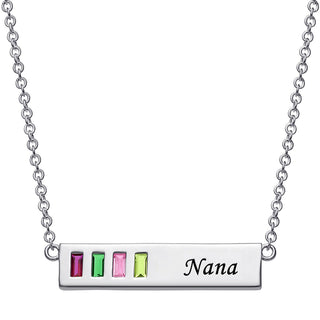 Baguette Birthstone Nana Bar Pendant