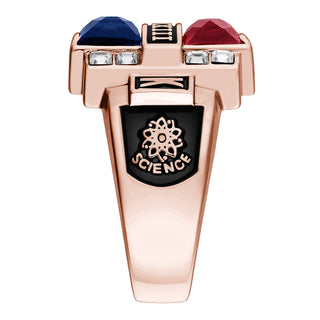 Ladies' 14K Rose Gold Plated Double Birthstone & CZ Rectangle Class Ring
