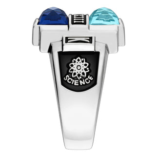 Ladies' Silver Plated Double Birthstone Rectangle Class Ring