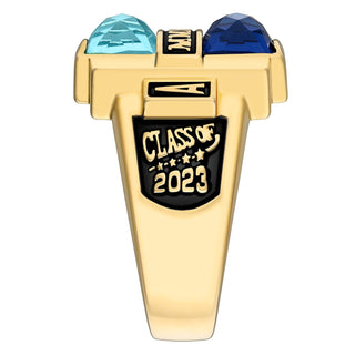 Ladies' 14K Gold over Sterling Double Birthstone Rectangle Class Ring