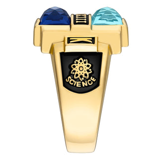 Ladies' 14K Gold over Sterling Double Birthstone Rectangle Class Ring