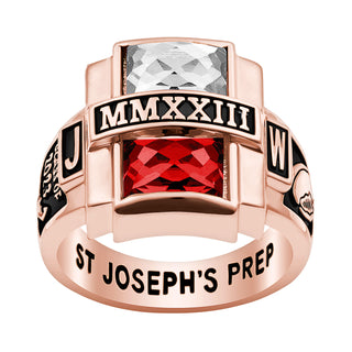 Men's 14K Rose Gold Plated Double Birthstone Rectangle Class Ring