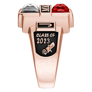 Men's 14K Rose Gold over Sterling Double Birthstone Rectangle Class Ring