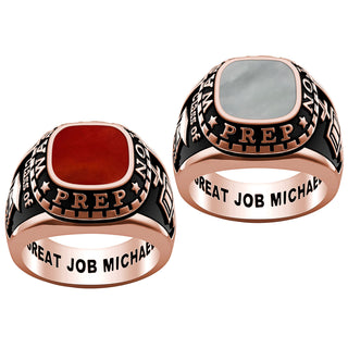 Men's 14K Rose Gold Plated Genuine Stone Class Ring