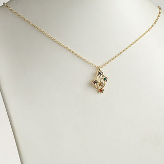 14K Gold Plated Family Flower Birthstone Necklace