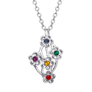 Sterling Silver Family Flower Birthstone Necklace