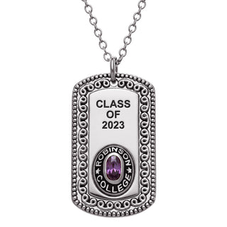 Celebrium Oval Birthstone Engraved Class Necklace