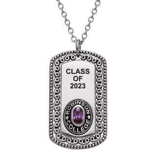 Unisex CELEBRIUM Oval Birthstone Graduation Dog Tag Necklace