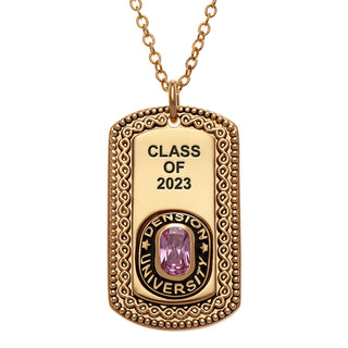 14K Gold Plated Birthstone Engraved Class Necklace