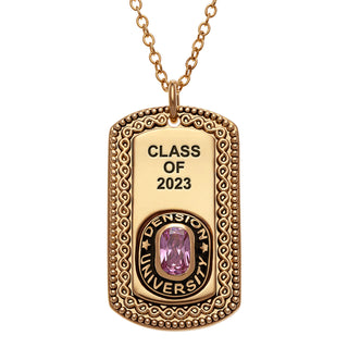 14K Gold Plated Birthstone Engraved Class Necklace