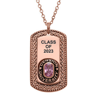 14K Rose Gold Plated Birthstone Engraved Class Necklace