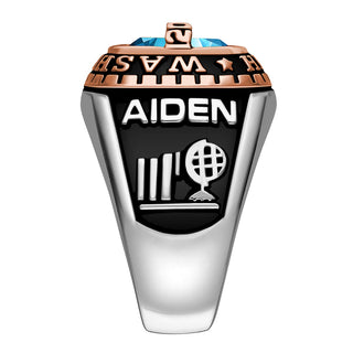 Men's 2-Tone Sterling Silver and 14K Rose Gold Plated Birthstone Class Ring