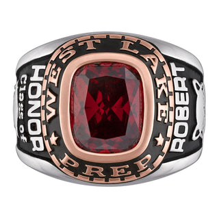 Men's 2-Tone Platinum and 14K Rose Gold Plated Birthstone Class Ring