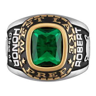 Men's 2-Tone Silver and 14K Gold over Sterling Birthstone Class Ring