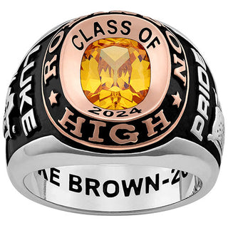 Men's Platinum and 14K Rose Gold over Sterling Double Row Class Ring