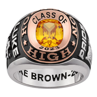Men's Platinum and 14K Rose Gold over Sterling Double Row Class Ring