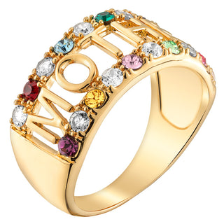 Mother CZ Family Birthstone Ring