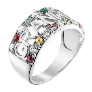 Grandma CZ Family Birthstone Ring