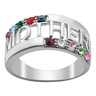 Sterling Silver Mother Family Birthstone Ring