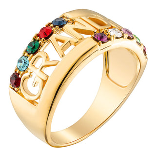 14K Gold over Sterling Grandma Family Birthstone Ring